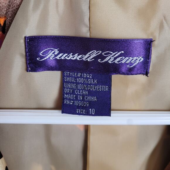 Russell Keng Womens Silk Brown and Orange Butterfly and Cheetah Print Jacket - Picture 3 of 6